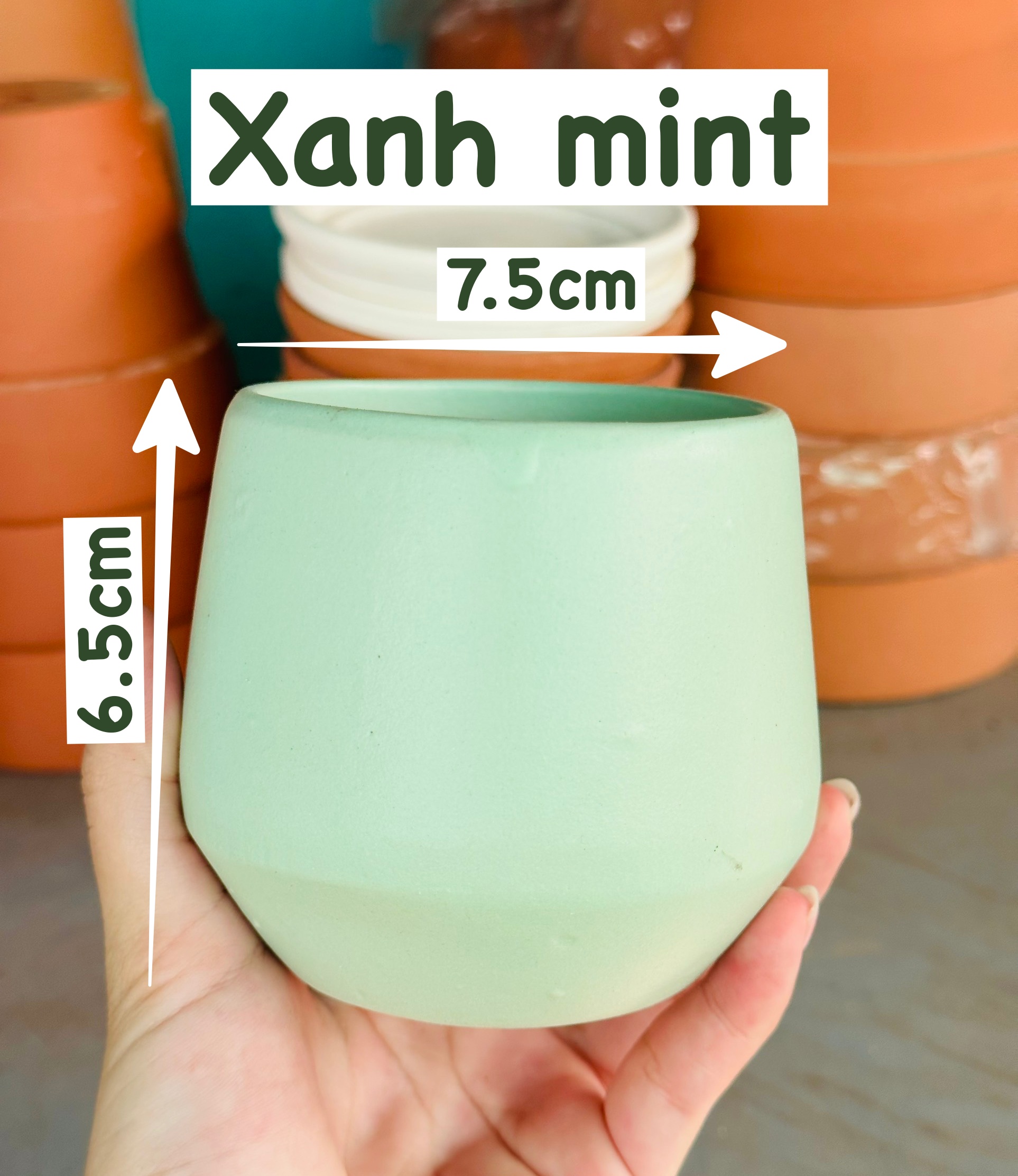 CHẬU KIM CƯƠNG TRÁNG MEN (7.5*6.5cm) (1 chậu), tráng men, chậu cây cảnh mini, sen đá, xương rồng Cây Tươi Nguyên CTN0980