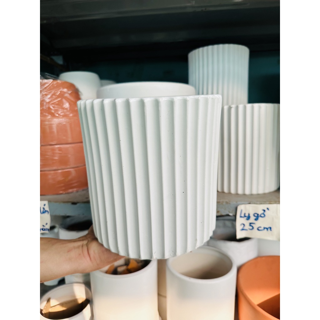 CHẬU TRỤ TRÁNG MEN TRẮNG Size 11CM, 15CM, 18CM (1 chậu), tráng men, chậu cây trong nhà, bền đẹp, Cây Tươi Nguyên CTN1458