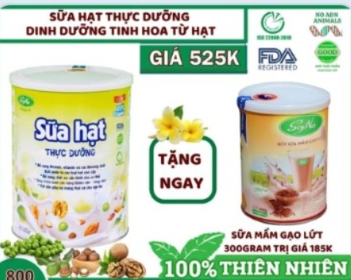 SỮA HẠT thực dưỡng tinh hoa lon 800g CAO CẤP SOYNA - THƯƠNG HIỆU VIỆT-Freeship