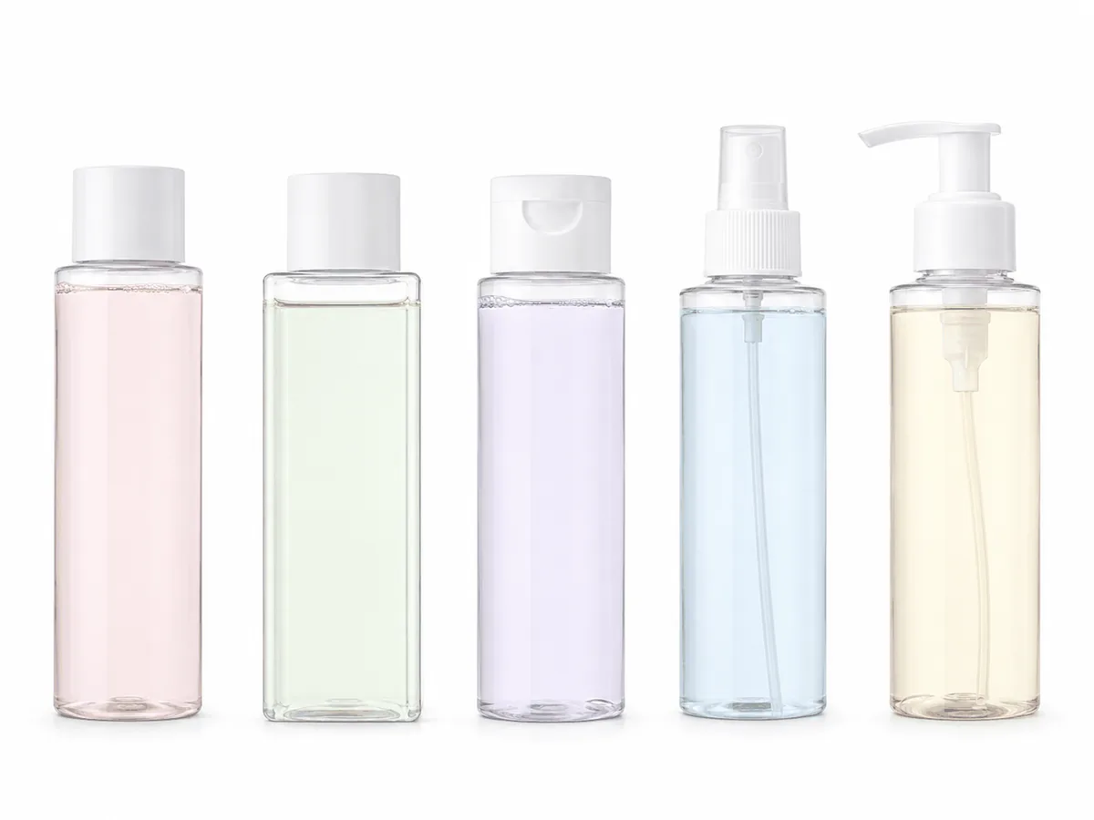 Các mẫu chai nhựa đựng toner PET với nhiều kiểu nắp
