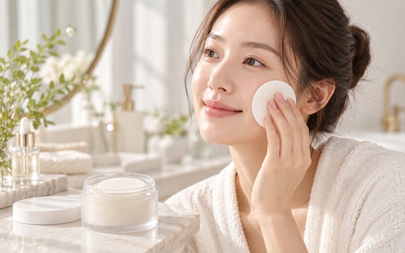 Cách sử dụng toner pad lau nhẹ trên da sau bước làm sạch