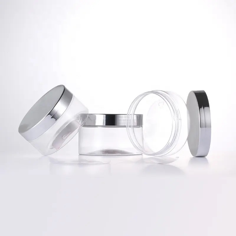 Hũ mỹ phẩm nhựa PET trong suốt nắp xi mạ