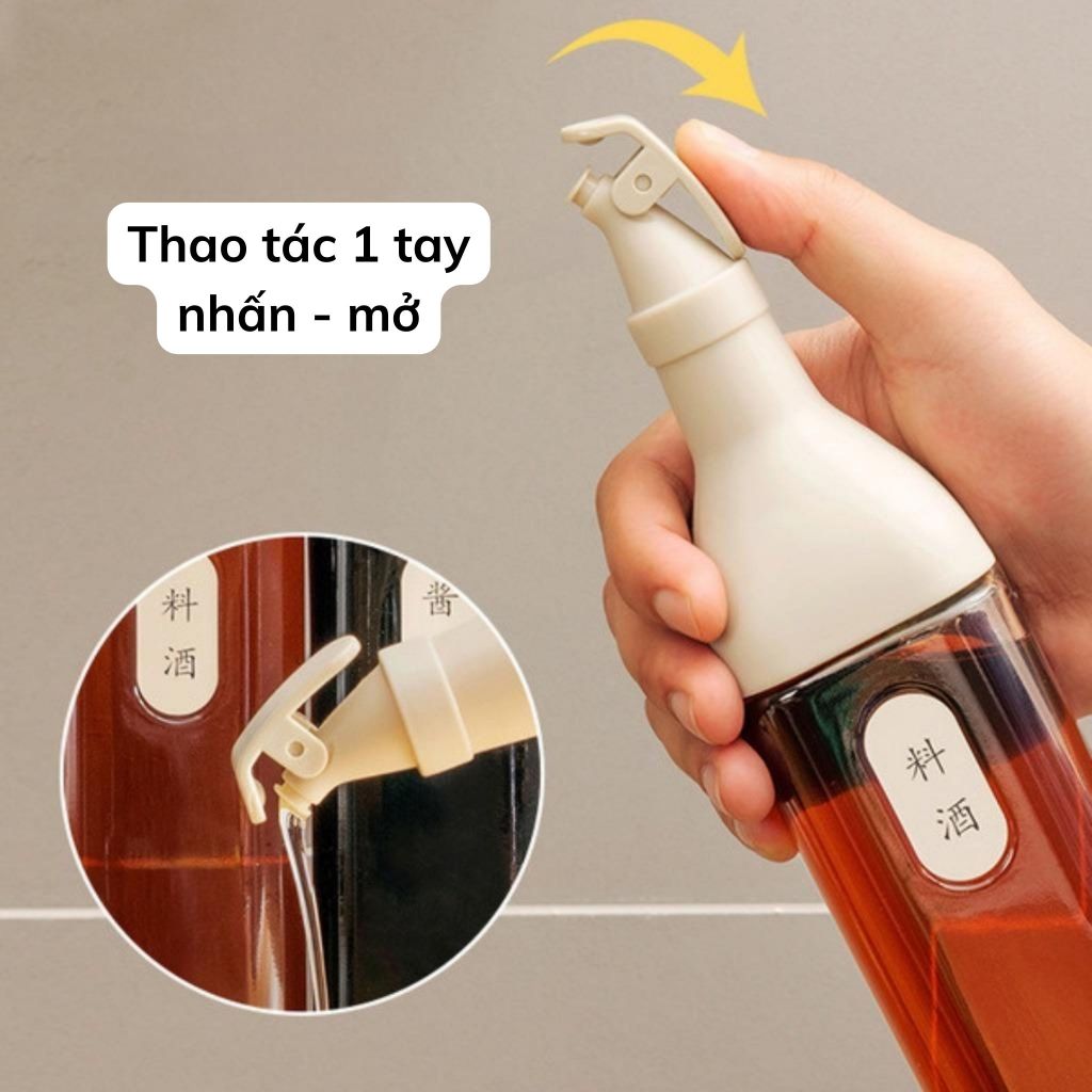 Chai chựa pet 500ml đựng dầu ăn có nắp bật chống tràn