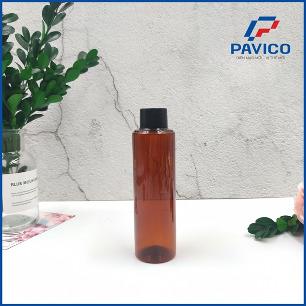 Chai PET nâu đỏ dáng cao