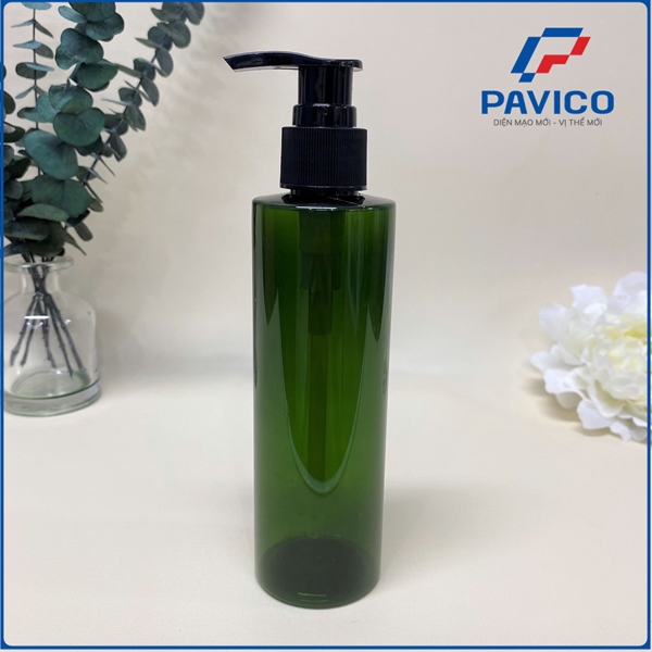 Chai PET 190ml dáng trụ đựng dầu gội, sữa tắm