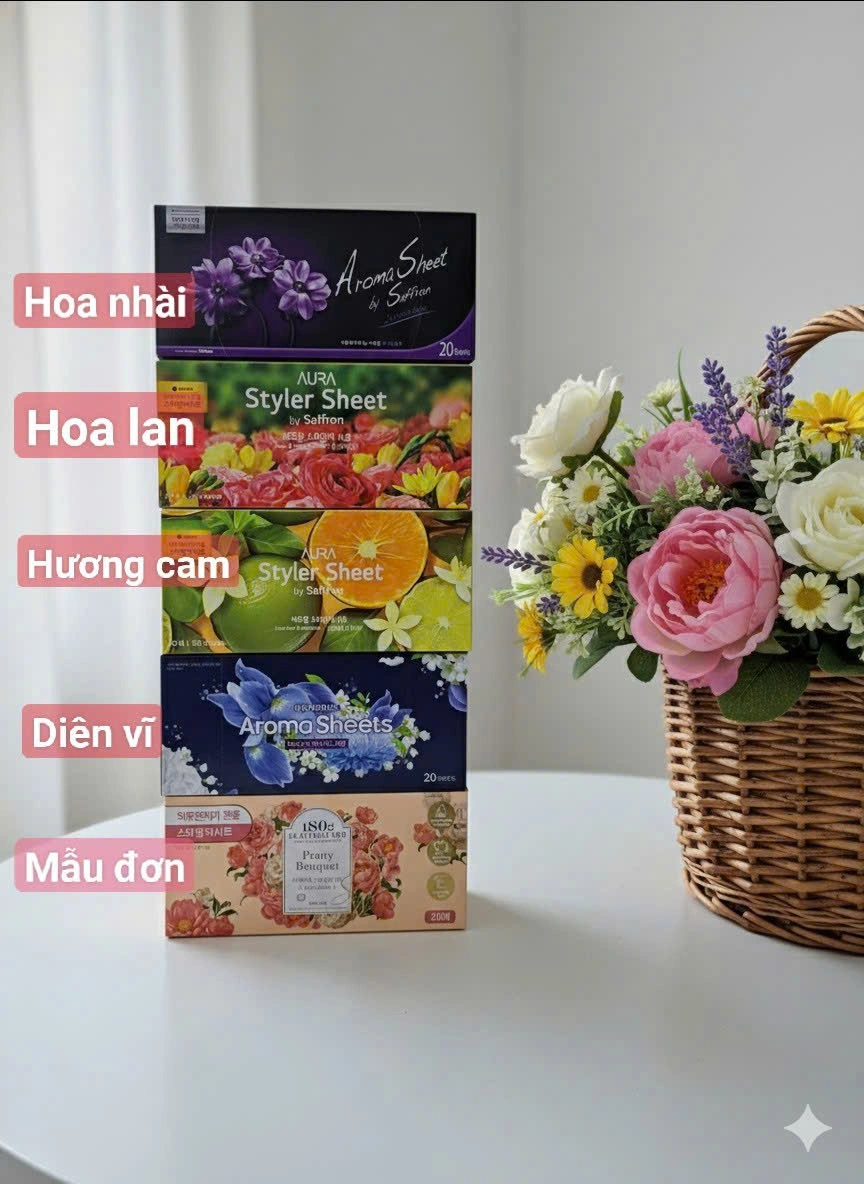 Các loại mùi hương giấy thơm Aroma cho tủ giặt khô là hơi LG Styler
