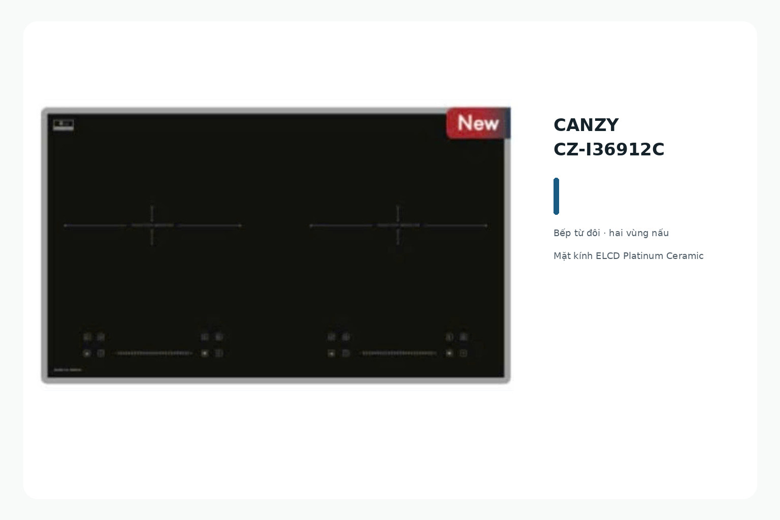 Canzy CZ-I36912C có hai vùng nấu từ trên mặt kính đen.