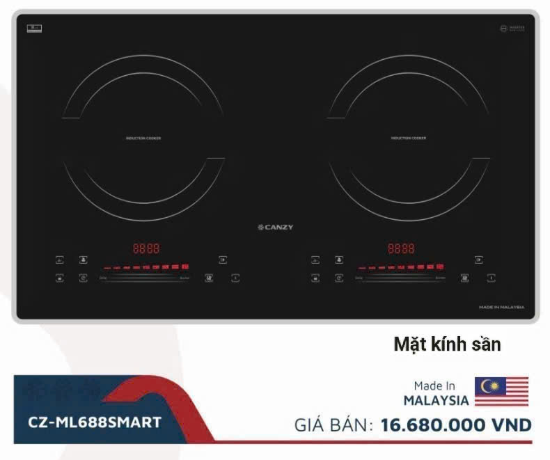 Bếp từ Canzy CZ ML688Smart với mặt kính ELCD Platinum Ceramic sang trọng