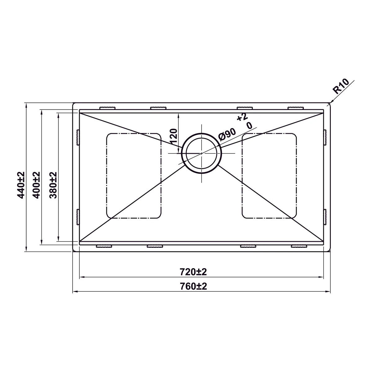 Sơ đồ kích thước chi tiết và hướng dẫn lắp đặt chậu rửa Hafele 567.24.487