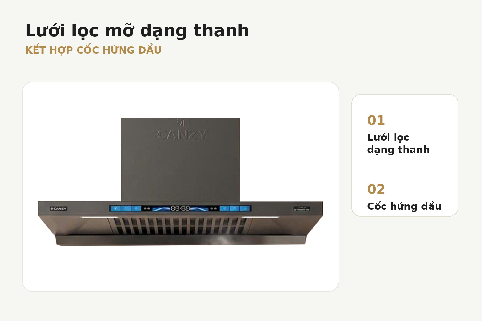Lưới lọc dạng thanh và cốc hứng dầu cần được tháo vệ sinh định kỳ.