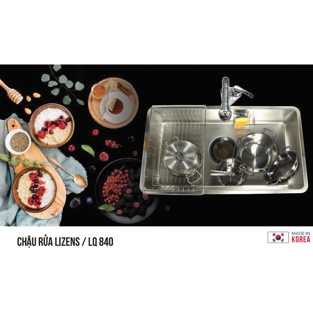 Chậu rửa bát 1 hố Hàn Quốc LIZENS LQ 840 (W840xD460xH210mm)