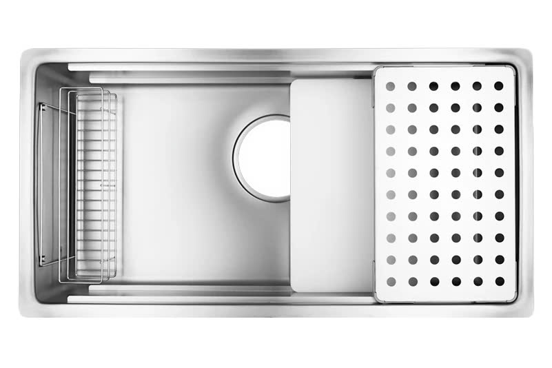 Chậu rửa bát Shigeru LE JSL-K-3F FS | Inox 304 mặt hạt sần LE | 1 hố lắp âm Nhật Bản