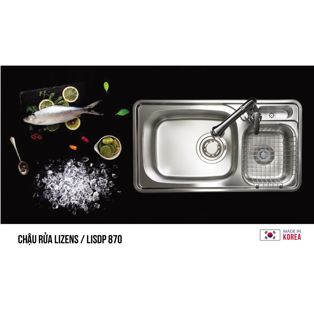Chậu rửa bát Hàn Quốc 2 hố LIZENS LISDP 870 (W870xD48cm)