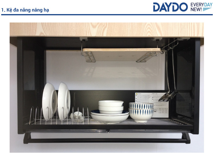 Kệ đa năng nâng hạ Nhật Bản DAYDO màu đen Liner-down Box 900B (560826)