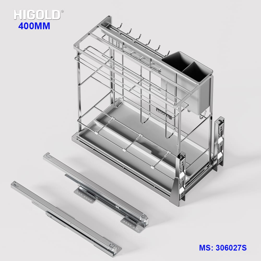 Giá để dao thớt gia vị inox Higold Diamond 2.0 306027S | Tủ 400mm | Inox 304 | 2026.10