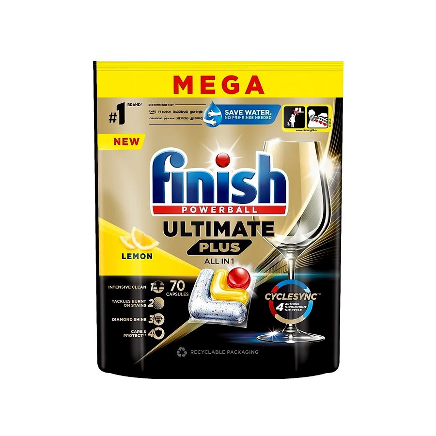 Viên rửa bát Finish Ultimate Plus 70 viên Hương Chanh