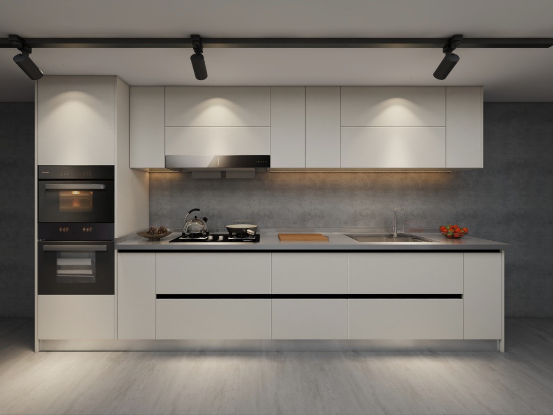 Tủ bếp inox nhập khẩu không mối hàn SKITCHEN chữ I, 3m6