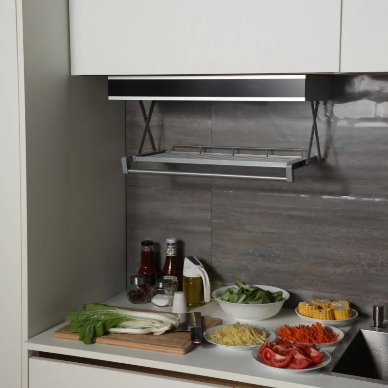 Kệ mở rộng gấp gọn S1-90 với 1 tầng lắp đáy tủbếp, tủ treo tường W830mm