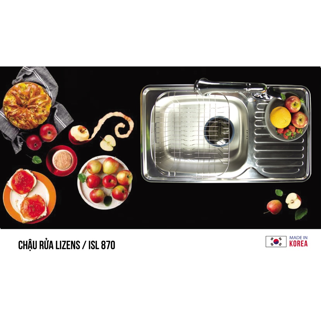 Chậu rửa bát 1 hố Hàn Quốc LIZENS ISL 870 (W870x480x200mm)