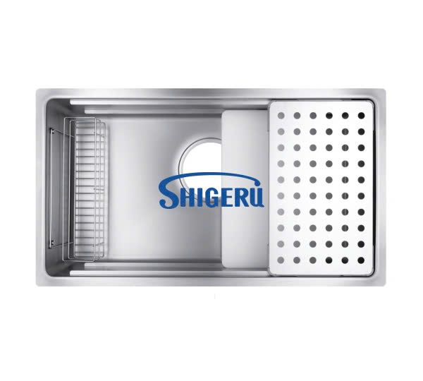 Chậu rửa bát Shigeru LE JSN-K-3F FS | Inox 304 hạt sần LE | 1 hố lắp âm Nhật Bản