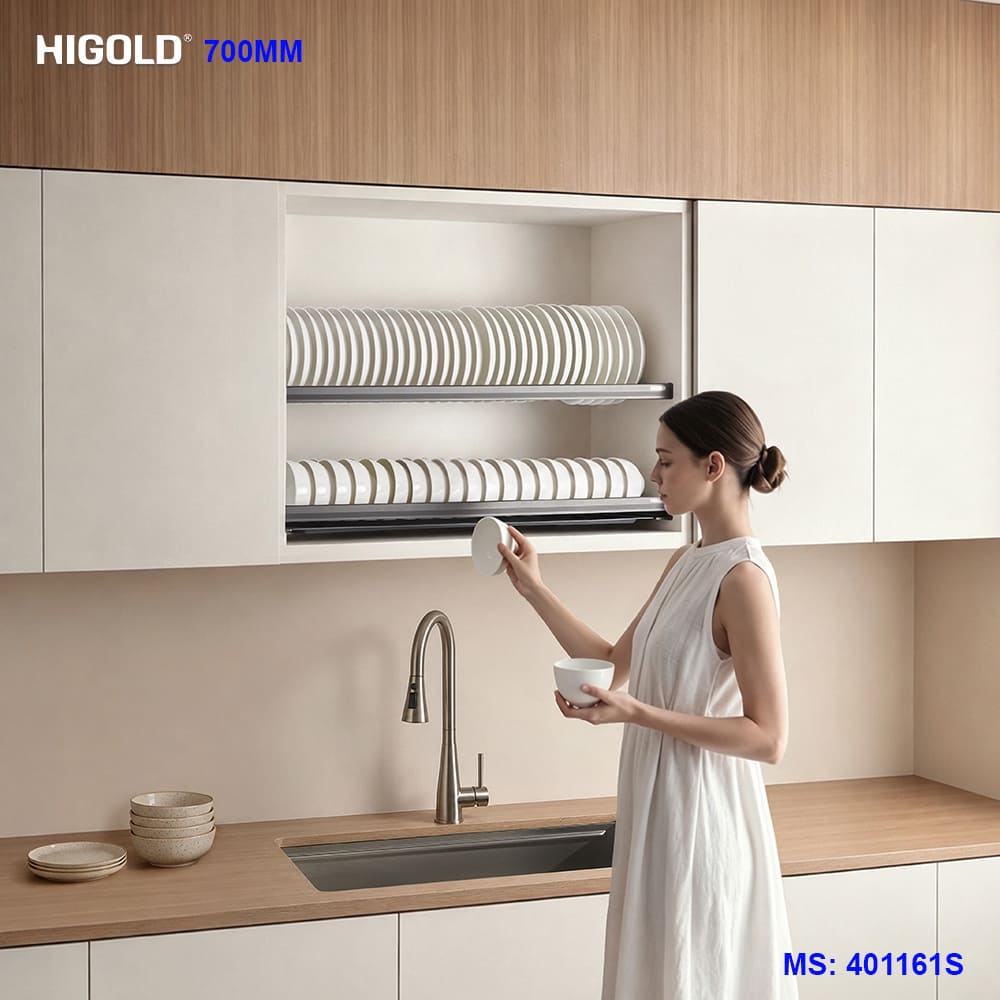 Giá bát đĩa cố định inox Higold 401161S | Tủ 700mm | Inox 304 | 2026.10