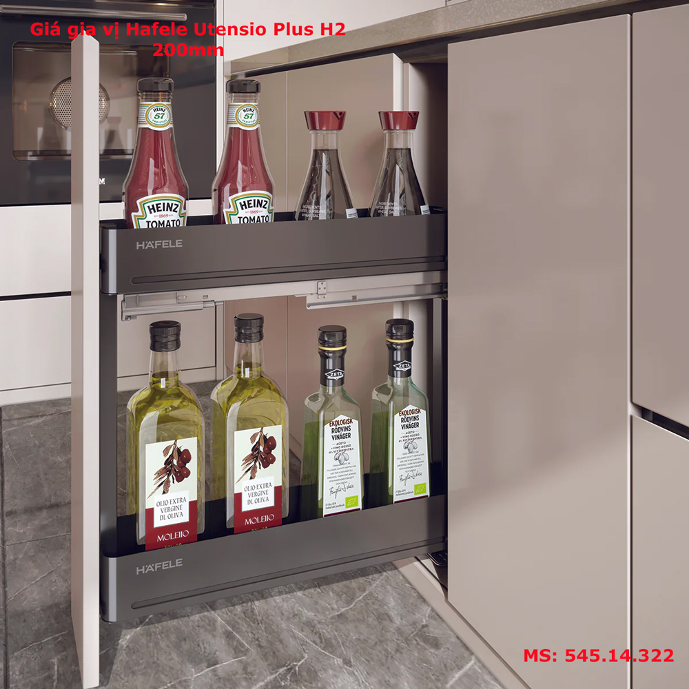 GIÁ GIA VỊ HAFELE UTENSIO PLUS H2 200MM 545.14.322 màu xám