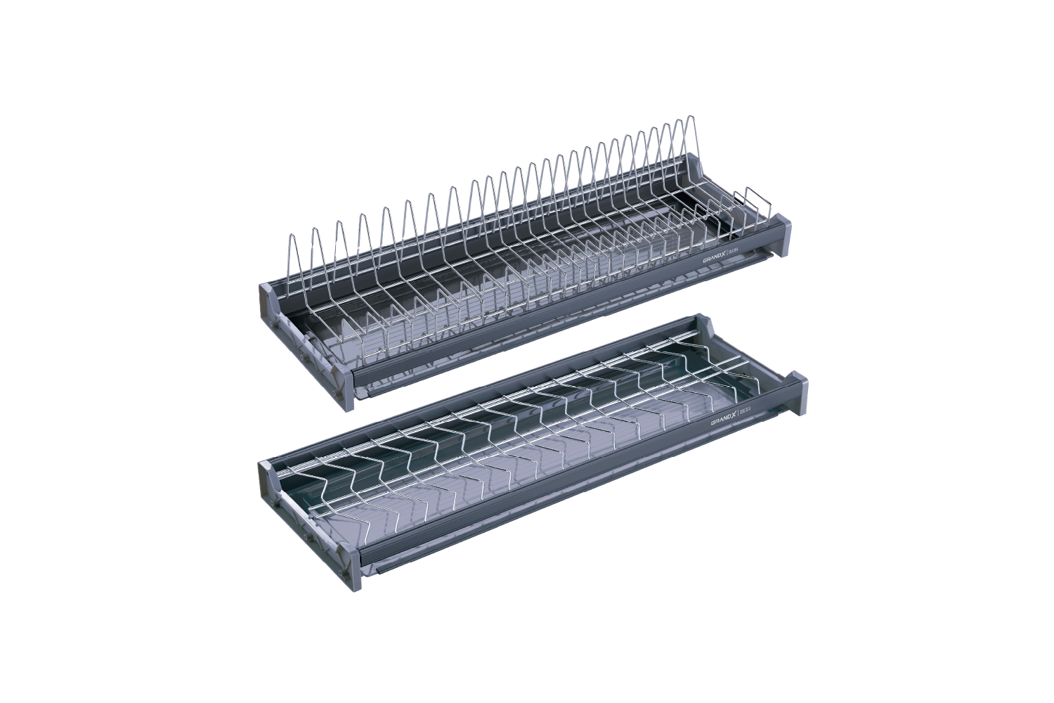 Giá bát đĩa cố định 2 tầng Inox 304 khung nhôm 600mm GrandX XF.60S | XF.60S1/ 2026.05