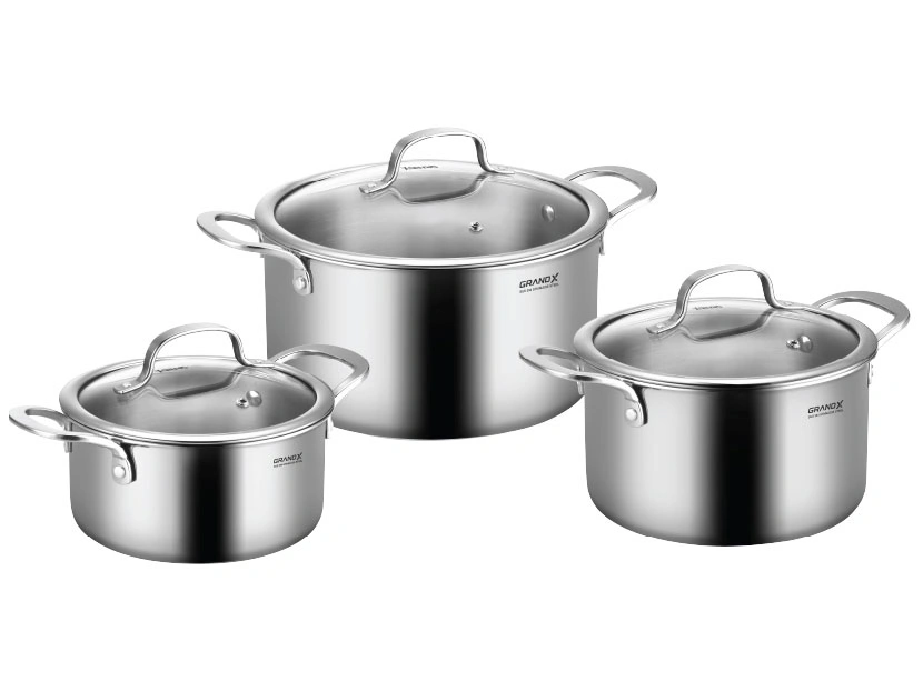 Bộ nồi GrandX GX802 Elano | Inox 304, 3 đáy | 2026.08