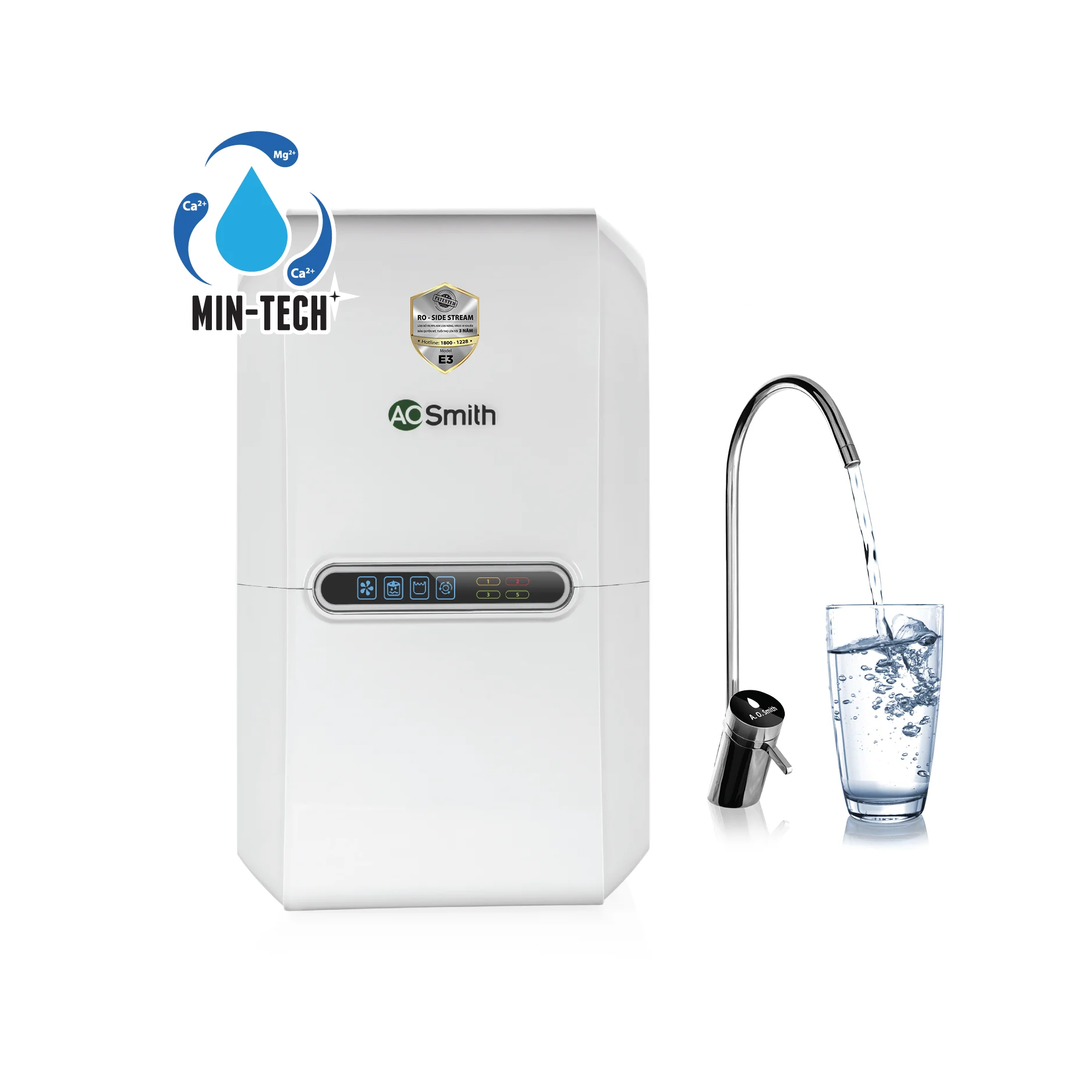 Máy lọc nước RO A. O. Smith E3 | 5 lõi lọc | Công nghệ RO Side Stream