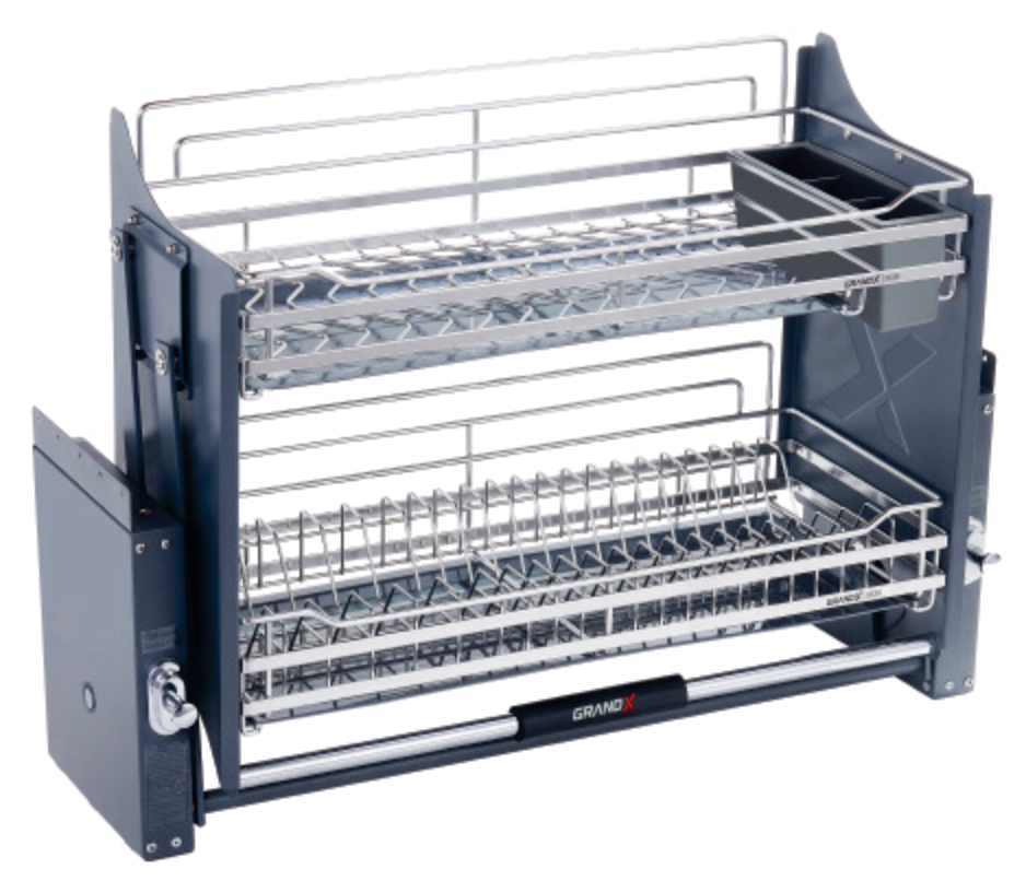 Giá bát đĩa nâng hạ nan dẹt khung Inox 304 600mm GrandX XL.60S2/ 2026.05