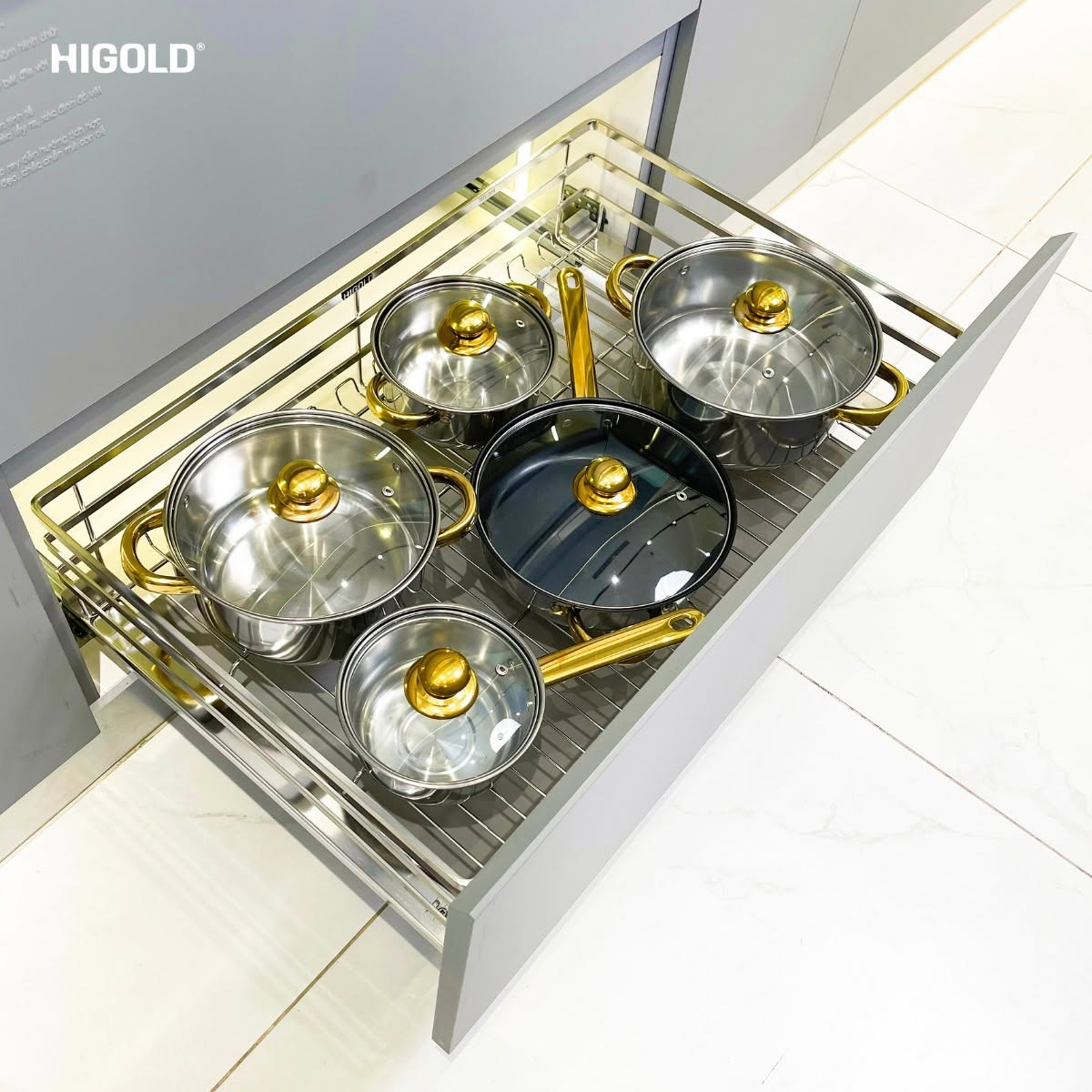 Giá xoong nồi Higold Diamond 2.0 301534S | Tủ 800 mm | 2026.10
