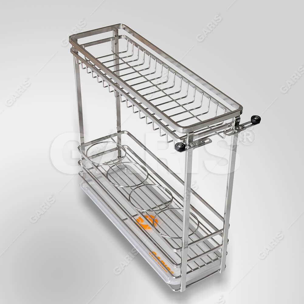 Giá gia vị, chai lọ Inox 304 Garis GKE220 | GK02.20E W200 | Nan dẹt xước mờ/ 2026.07