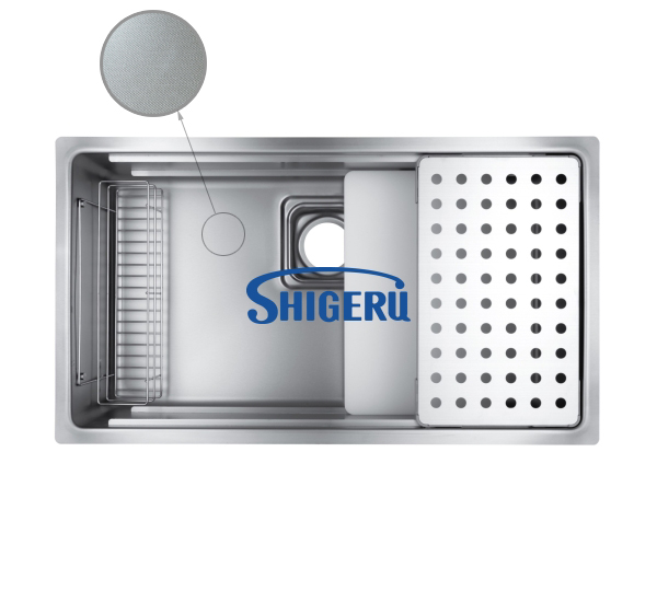Chậu rửa bát Shigeru LE JSM-K-3F FS | Inox 304 hạt sần LE | 1 hố lắp âm Nhật Bản