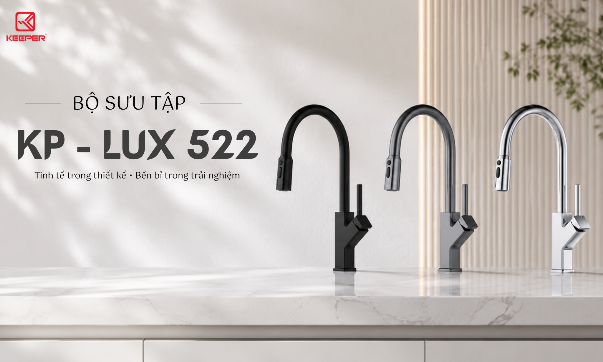 Vòi rửa bát Keeper KP-LUX 522GE màu xám | Dây rút