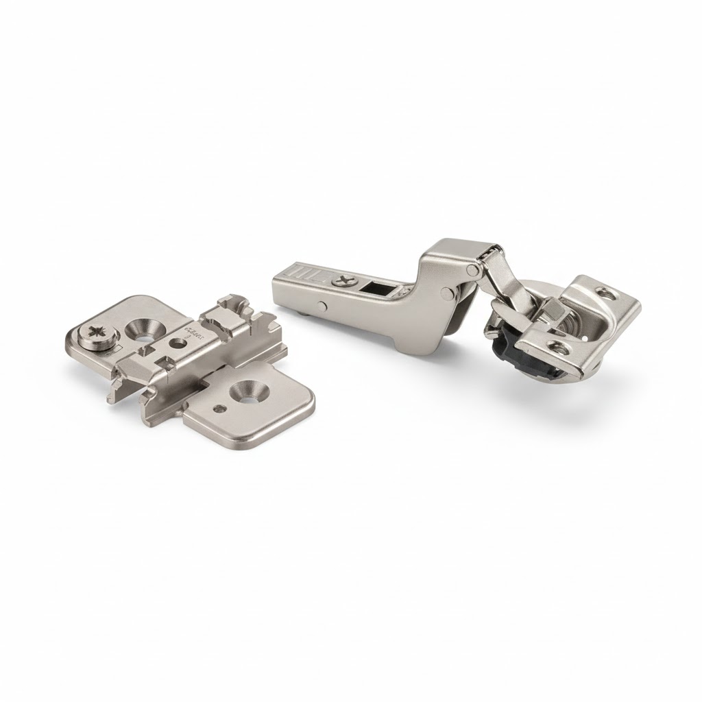 Bản lề Blum Cliptop giảm chấn 107 độ – loại cong nhiều lọt lòng kèm đế 3D tăng chỉnh 1509150 + 8748653