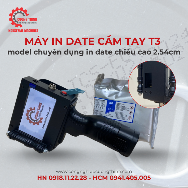Máy In Phun Date Cầm Tay T3 - Model Chuyên Dụng In Date Chiều Cao 2.54cm