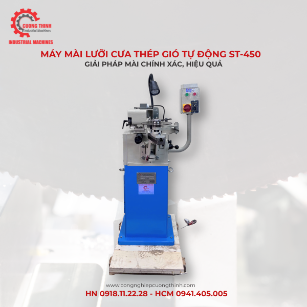 Máy mài lưỡi cưa thép gió tự động ST-450 – Giải pháp mài chính xác, hiệu quả