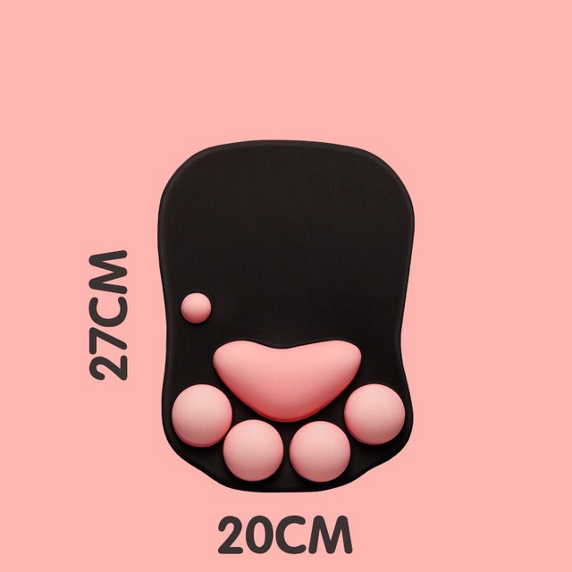 Lót chuột 3D đệm cao su silicon Chân mèo Đen (Hồng) LOTCHUOT3D-CHANMEODENHONG