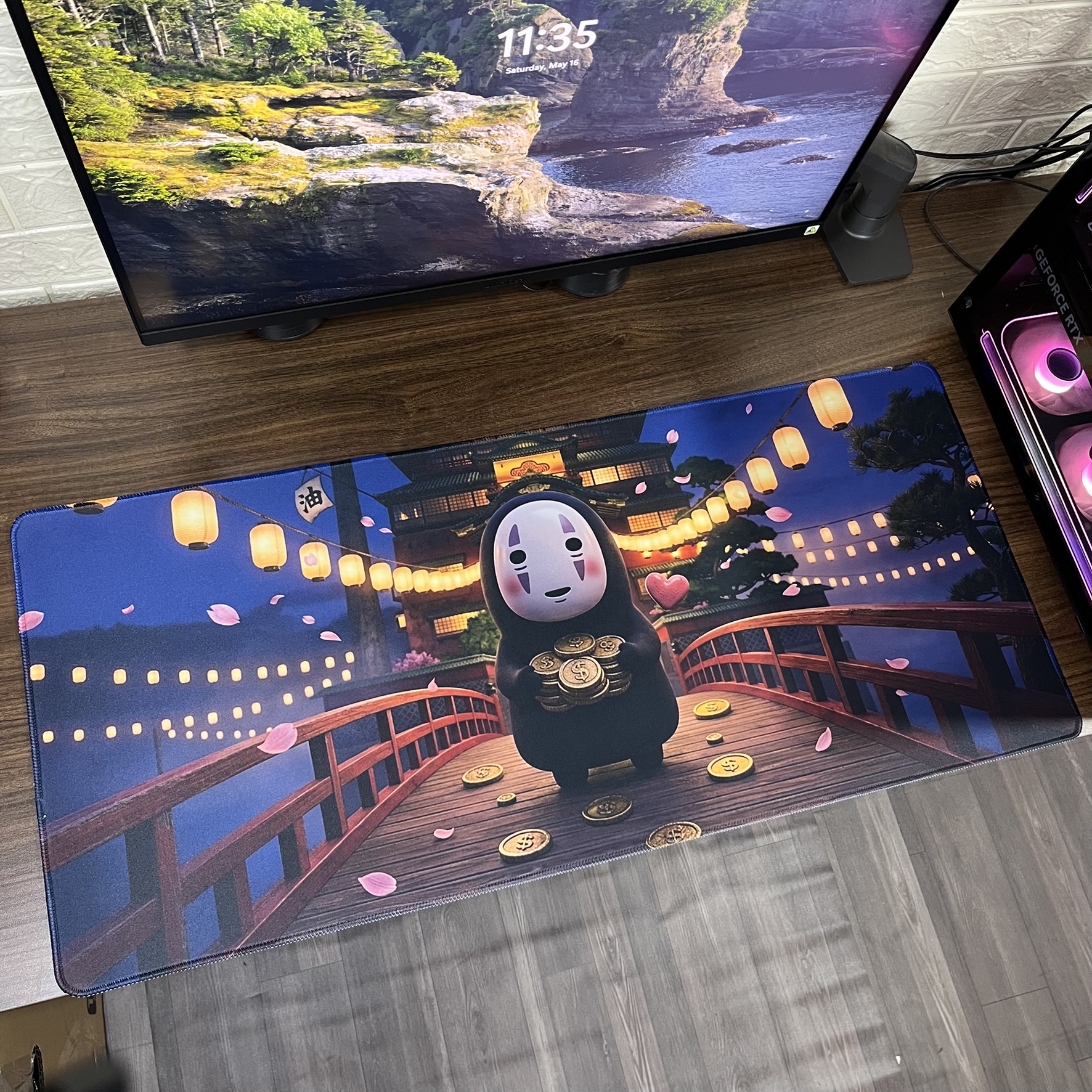 Tấm lót chuột máy tính, kích thước: 90x40x0.3cm, mẫu: GHIBLI-07-90X40