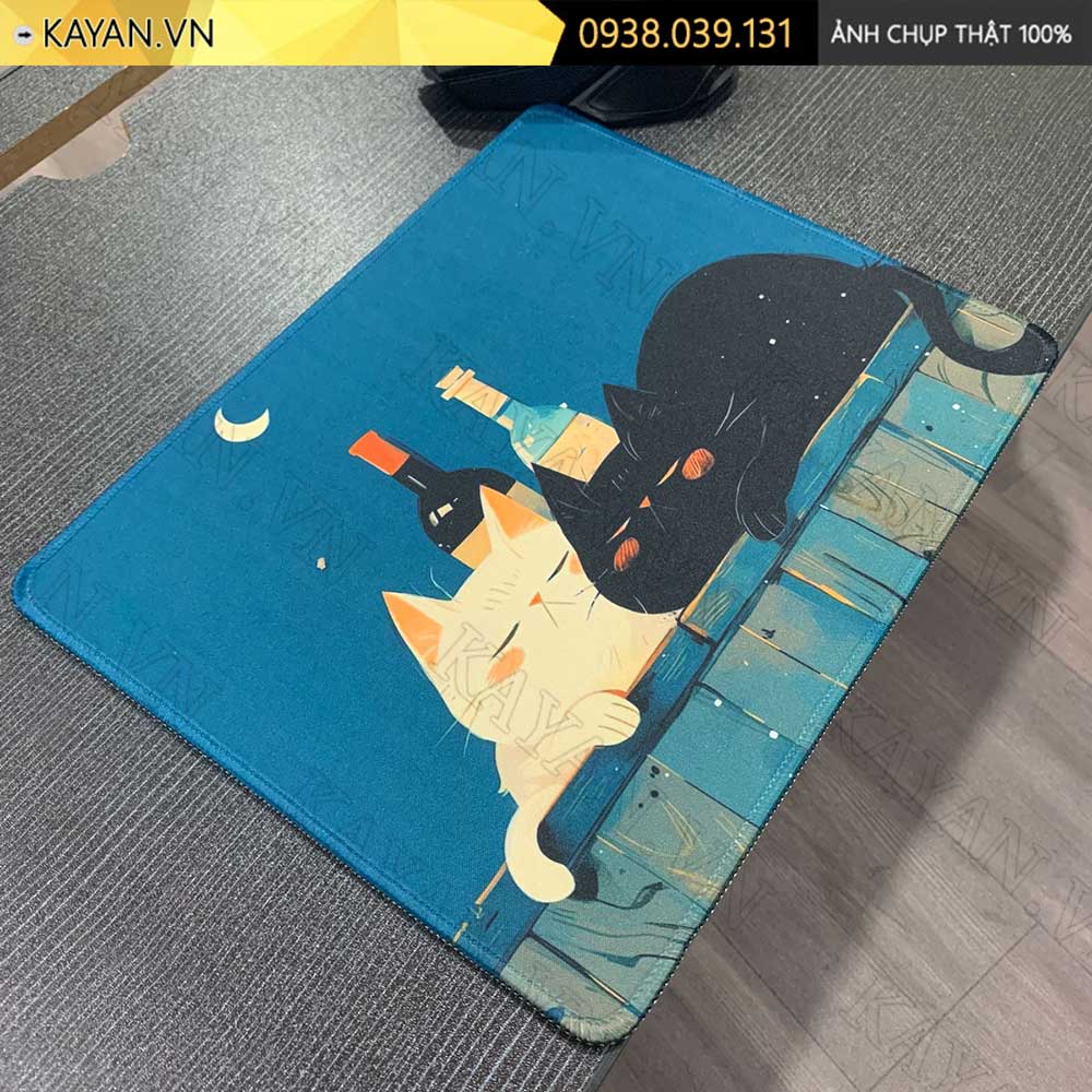 Lót chuột chống nước cỡ nhỏ 26x21cm dày 3mm S-179 (Hai mèo)