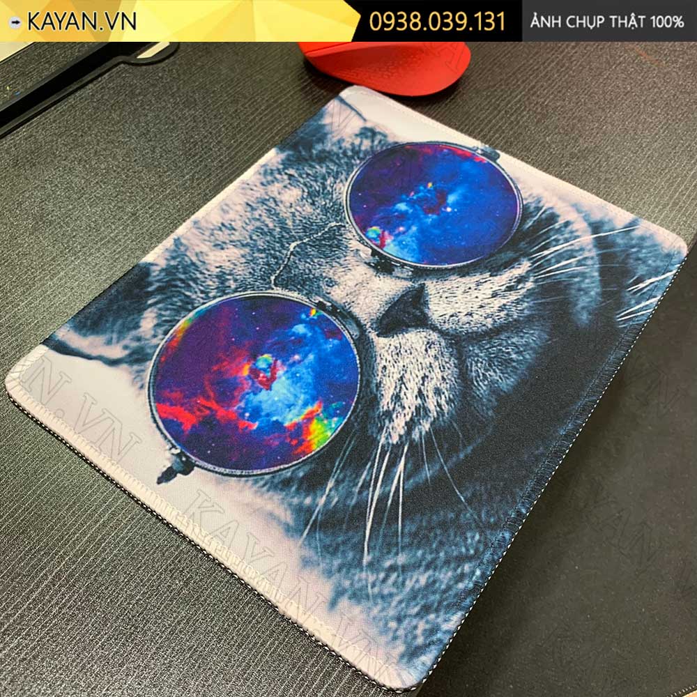Lót chuột chống nước cỡ nhỏ 26x21cm dày 3mm S-5-26X21 (Mèo đeo kính)