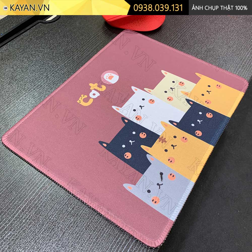 Lót chuột chống nước cỡ nhỏ 26x21cm dày 3mm S-24-26X21 (Đàn mèo - nâu)