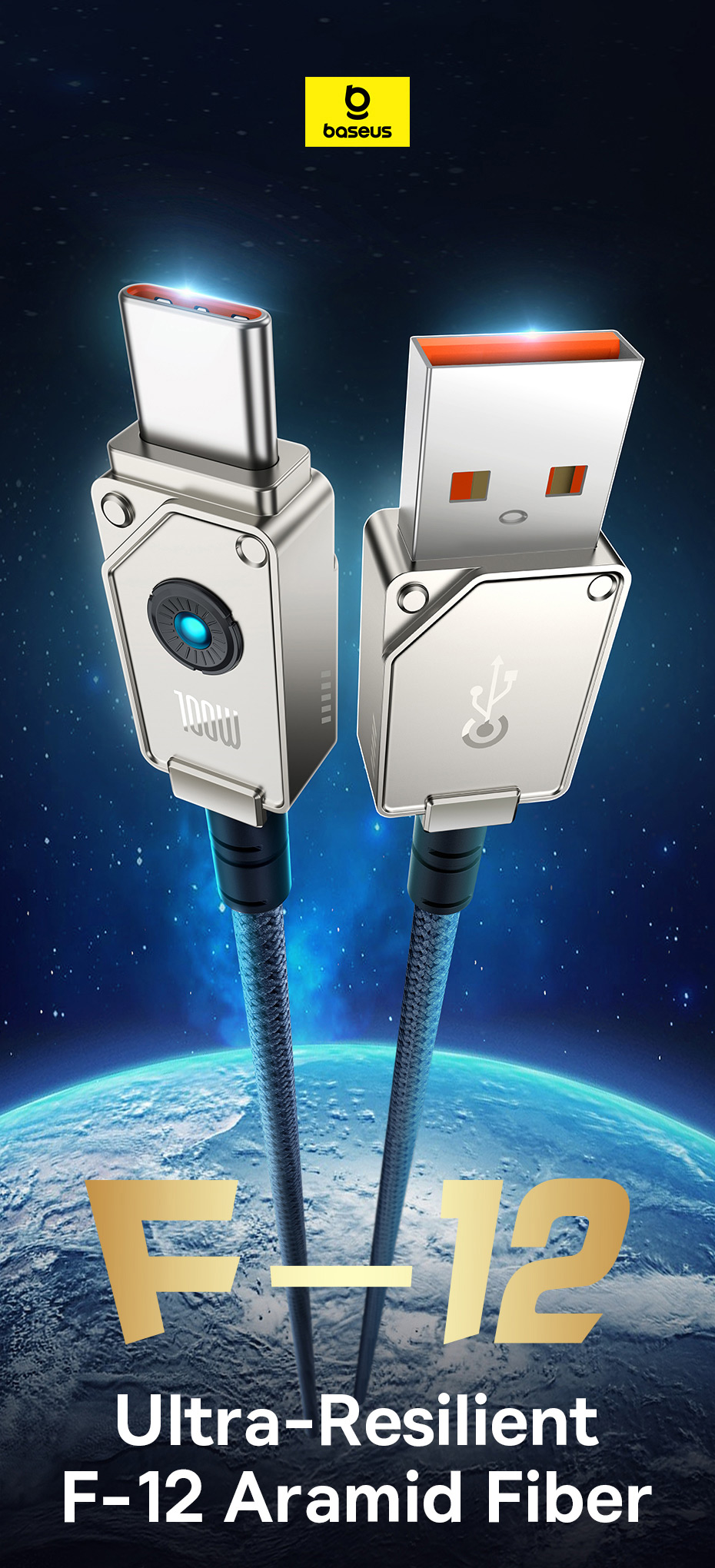 chube Cáp sạc nhanh 100W Baseus Unbreakable USB to Type-C