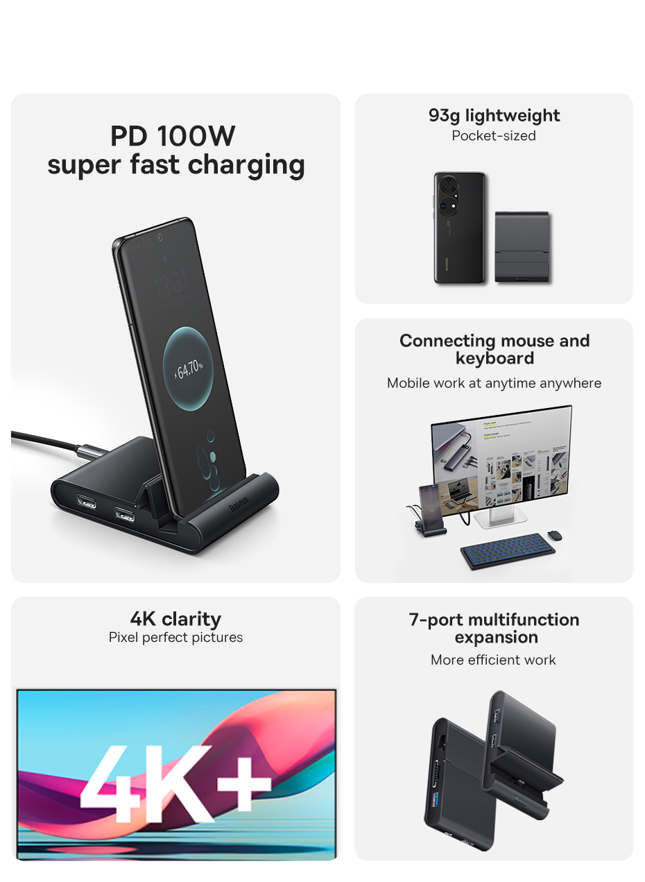 Hub mở rộng Baseus Mate Docking Station Pro