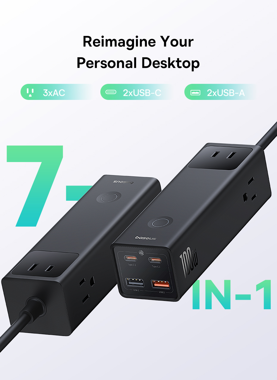 chube Bộ sạc nhanh 100W OS-Baseus PowerCombo Pro 3AC+2U+2C