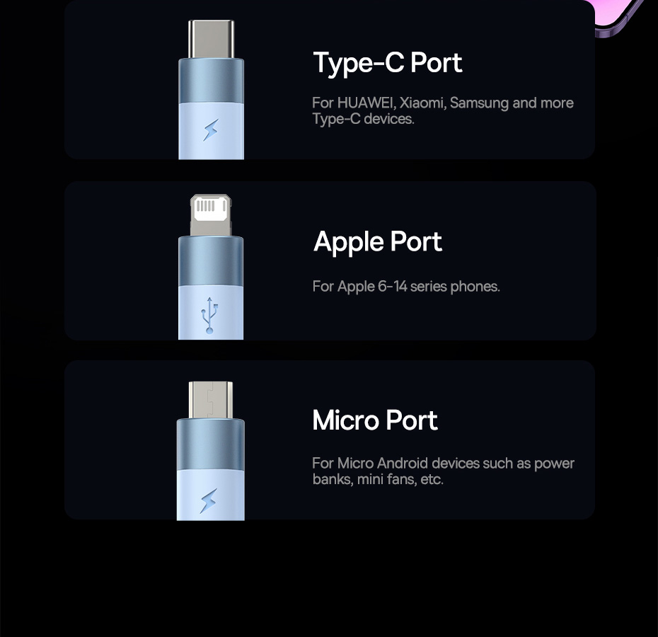 chube Cáp sạc 3 đầu Baseus StarSpeed 1-for-3 Fast Charging Data Cable USB to M+L+C 3.5A