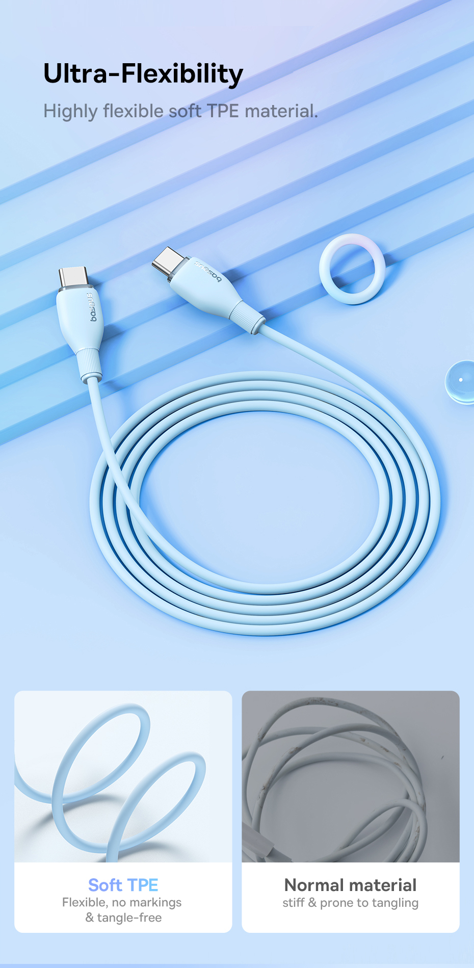 chube Cáp sạc nhanh 100W Baseus Pudding Series C to C