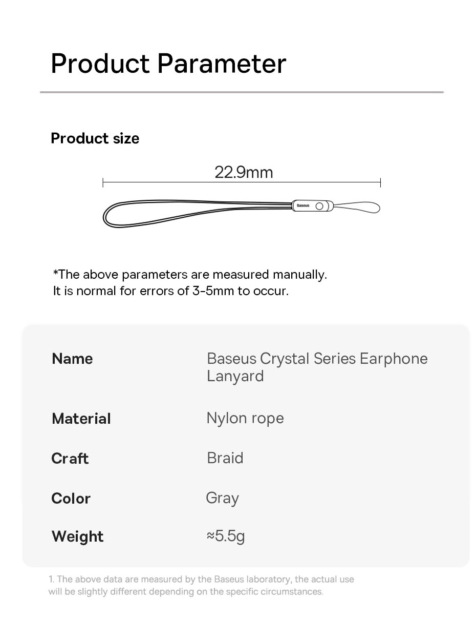 chube Dây treo tai nghe Baseus Crystal Series Earphone Lanyard Gray