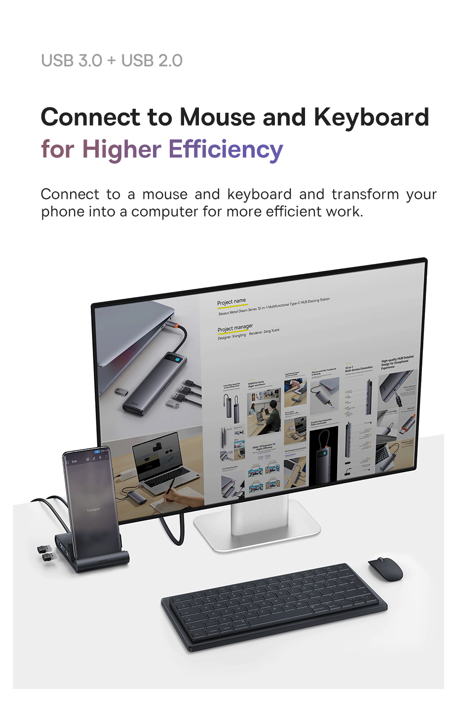 Hub mở rộng Baseus Mate Docking Station Pro
