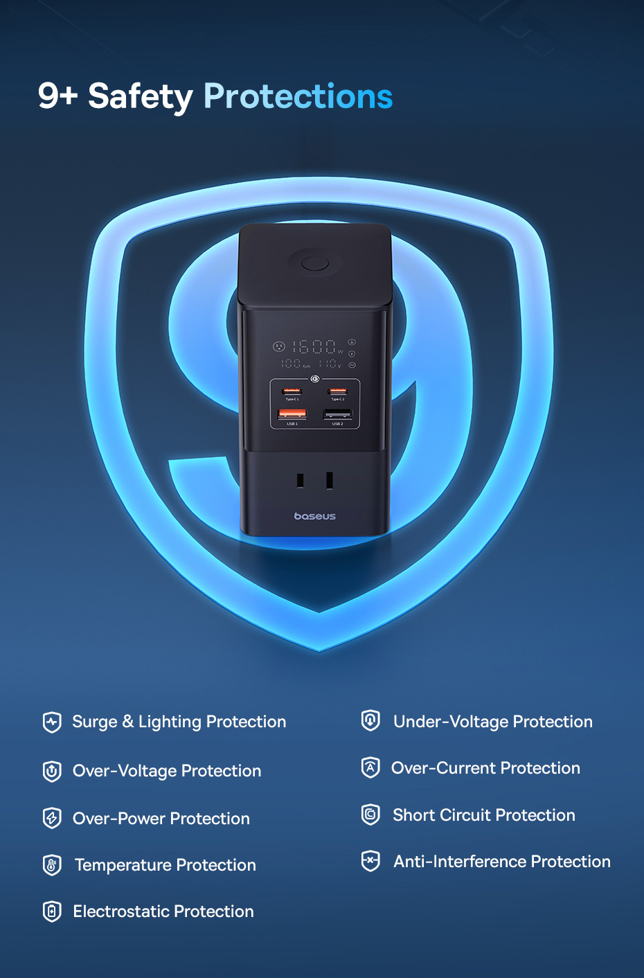 chube Bộ sạc nhanh 35W OS-Baseus PowerCombo Tower 6AC+2U+2C